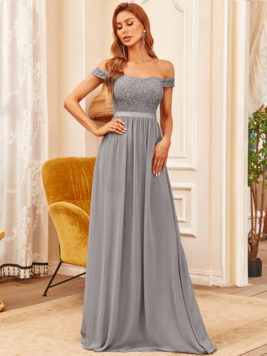 Color=Grey | Floor Length A Line Sleeveless Wholesale Bridesmaid Dresses-Grey 1