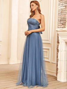 Color=Dusty Navy | One Shoulder A Line Floor Length Wholesale Bridesmaid Dresses-Dusty Navy 3