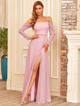 Load image into Gallery viewer, Color=Mauve | Spaghetti Straps A-Line Split Wholesale Bridesmaid Dresses-Mauve 3