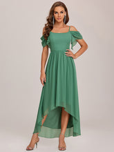 Load image into Gallery viewer, Color=Green Bean | Asymmetrical Hem U-Neck Wholesale Bridesmaid Dresses-Green Bean 6