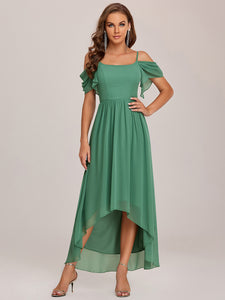 Color=Green Bean | Asymmetrical Hem U-Neck Wholesale Bridesmaid Dresses-Green Bean 6