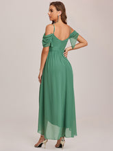 Load image into Gallery viewer, Color=Green Bean | Asymmetrical Hem U-Neck Wholesale Bridesmaid Dresses-Green Bean 7