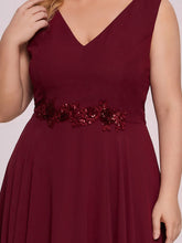 Load image into Gallery viewer, Color=Burgundy | Deep V Neck Sleeveless Wholesale Bridesmaid Dresses-Burgundy 5