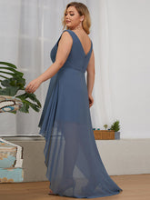 Load image into Gallery viewer, Color=Dusty Navy | Sleeveless Asymmetrical Hem Wholesale Bridesmaid Dresses-Dusty Navy 2