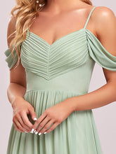 Load image into Gallery viewer, Color=Mint Green | A Line Floor Length Deep V Neck Wholesale Bridesmaid Dresses-Mint Green 8