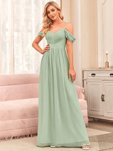 Load image into Gallery viewer, Color=Mint Green | A Line Floor Length Deep V Neck Wholesale Bridesmaid Dresses-Mint Green 4