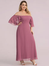 Load image into Gallery viewer, Color=Orchid | Off Shoulder Short Sleeves A-Line Wholesale Bridesmaid Dresses-Orchid 1