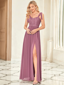 Color=Orchid | Sleeveless Sweetheart Neckline Split Wholesale Bridesmaid Dresses-Orchid 3