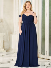 Load image into Gallery viewer, Color=Navy Blue | A Line Deep V Neck Floor Length Wholesale Bridesmaid Dresses-Navy Blue 1