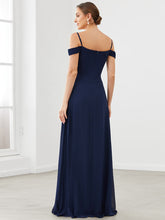 Load image into Gallery viewer, Color=Navy Blue | A Line Off Shoulder Wholesale Chiffon Bridesmaid Dresses-Navy Blue 2