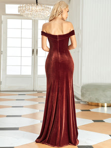 Color=brick-red | Sexy Off Shoulders Fishtail Wholesale Bridesmaid Dresses-brick-red 2