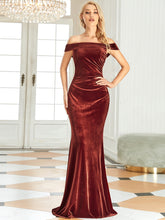 Load image into Gallery viewer, Color=brick-red | Sexy Off Shoulders Fishtail Wholesale Bridesmaid Dresses-brick-red 3