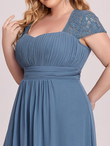 Color=Dusty Navy | Short Round Neck A Line Floor-Length Wholesale Evening Dresses-Dusty Navy 5