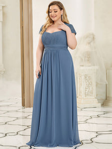 Color=Dusty Navy | Short Round Neck A Line Floor-Length Wholesale Evening Dresses-Dusty Navy 2