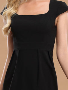 Color=Black | Women'S Stylish Square Neckline Sheath Wholesale Work Dress-Black 5