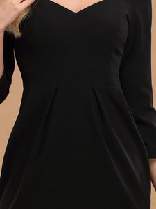 Color=Black | Simple High Waist Sheath Wholesale Work Dress With 3/4 Sleeves-Black 5