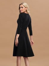 Load image into Gallery viewer, Color=Black | Solid Color A-Line Wholesale Work Dress With Sweetheart Neckline-Black 2