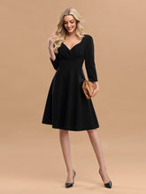 Load image into Gallery viewer, Color=Black | Solid Color A-Line Wholesale Work Dress With Sweetheart Neckline-Black 3