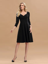 Load image into Gallery viewer, Color=Black | Solid Color A-Line Wholesale Work Dress With Sweetheart Neckline-Black 1