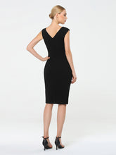 Load image into Gallery viewer, Color=Black | Sleeveless Back Split Skirt Midi Sheath Business Dress-Black 2