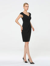 Load image into Gallery viewer, Color=Black | Cap Sleeve Sweetheart Midi Bodycon Work Dress-Black 3