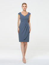 Load image into Gallery viewer, Color=Denim Blue | Cap Sleeve Sweetheart Midi Bodycon Work Dress-Denim Blue 4