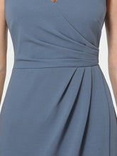 Load image into Gallery viewer, Color=Denim Blue | Cap Sleeve Sweetheart Midi Bodycon Work Dress-Denim Blue 5