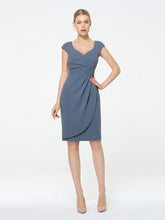 Load image into Gallery viewer, Color=Denim Blue | Cap Sleeve Sweetheart Midi Bodycon Work Dress-Denim Blue 1