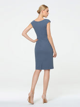 Load image into Gallery viewer, Color=Denim Blue | Cap Sleeve Sweetheart Midi Bodycon Work Dress-Denim Blue 2