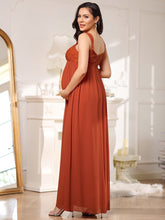 Load image into Gallery viewer, Color=Burnt Orange | Deep V Neck Lace Wholesale Maternity Dresses with A Line Silhouette-Burnt Orange 2