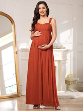 Load image into Gallery viewer, Color=Burnt Orange | Deep V Neck Lace Wholesale Maternity Dresses with A Line Silhouette-Burnt Orange 3