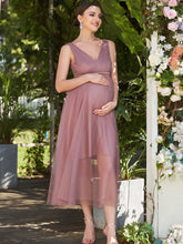 Load image into Gallery viewer, Color=Orchid | A Line Sleeveless Wholesale Maternity Dresses with Deep V Neck-Orchid 1