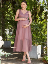 Load image into Gallery viewer, Color=Orchid | A Line Sleeveless Wholesale Maternity Dresses with Deep V Neck-Orchid 4