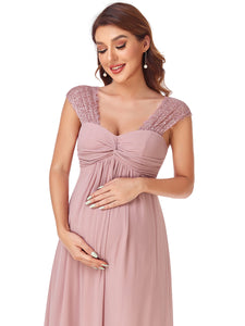 Color=Dusty Rose | Sexy Sleeveless Deep V Neck A Line Wholesale Maternity Dresses-Dusty Rose 5