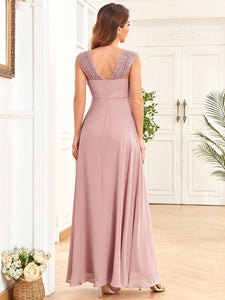 Color=Dusty Rose | Sexy Sleeveless Deep V Neck A Line Wholesale Maternity Dresses-Dusty Rose 2