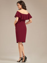 Load image into Gallery viewer, Color=Burgundy | Off Shoulder Ruffles Wholesale Maternity Dresses-Burgundy 3