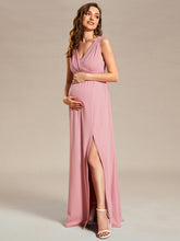 Load image into Gallery viewer, Color=Dusty Rose | Sleeveless Side Split Bleted Wholesale Maternity Dresses-Dusty Rose 3