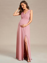 Load image into Gallery viewer, Color=Dusty Rose | Sleeveless Side Split Bleted Wholesale Maternity Dresses-Dusty Rose 4