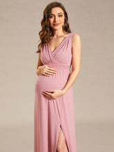 Load image into Gallery viewer, Color=Dusty Rose | Sleeveless Side Split Bleted Wholesale Maternity Dresses-Dusty Rose 5