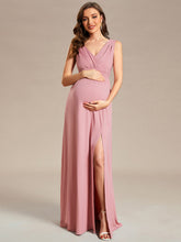 Load image into Gallery viewer, Color=Dusty Rose | Sleeveless Side Split Bleted Wholesale Maternity Dresses-Dusty Rose 1