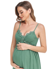Load image into Gallery viewer, Color=Green Bean | Spaghetti Straps A Line Deep V Neck Wholesale Maternity Dresses-Green Bean 5