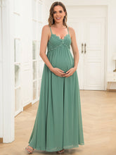 Load image into Gallery viewer, Color=Green Bean | Spaghetti Straps A Line Deep V Neck Wholesale Maternity Dresses-Green Bean 1