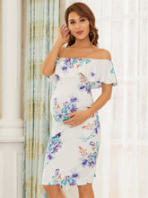 Load image into Gallery viewer, COLOR=Cream | Cold-Shoulder Dress with Floral Print for Pregnant Cream 4