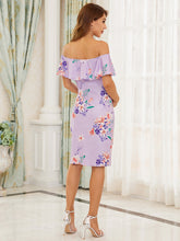 Load image into Gallery viewer, COLOR=Lavender | Cold-Shoulder Dress with Floral Print for Pregnant Lavender 2