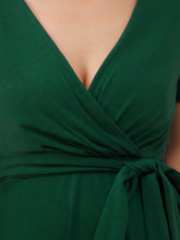Load image into Gallery viewer, Color=Dark Green | Knee-Length Deep V-neck Dress for Pregnant Women-Dark Green 5