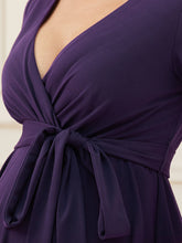 Load image into Gallery viewer, Color=Dark Purple | Knee-Length Deep V-neck Dress for Pregnant Women-Dark Purple 5