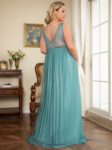 COLOR=Dusty Blue | Plus Size Sultry Sleeveless Long Maxi Dress for Pregnant Women-Dusty Blue 2