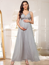 Load image into Gallery viewer, COLOR=Grey | Sultry Sleeveless Long Maxi Dress for Pregnant Women-Grey 3