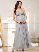 Load image into Gallery viewer, COLOR=Grey | Sultry Sleeveless Long Maxi Dress for Pregnant Women-Grey 4