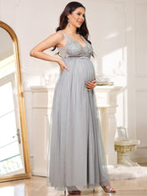 Load image into Gallery viewer, COLOR=Grey | Sultry Sleeveless Long Maxi Dress for Pregnant Women-Grey 1